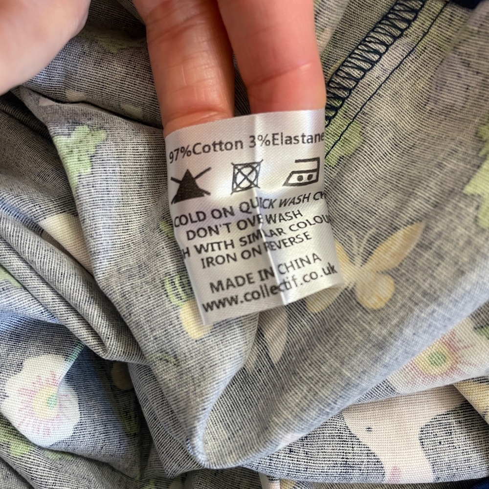ModCloth x Collectif Spring Skirt Sz 4 Navy Easter Bunnies Butterflies Mushrooms - Picture 8 of 8